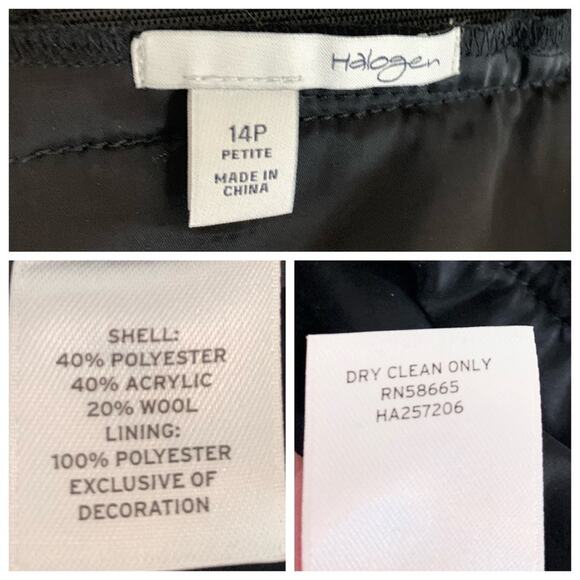 Halogen Black & White Wool Blend Tweed Pencil Skirt Size Women's Classic 14P - Picture 3 of 6